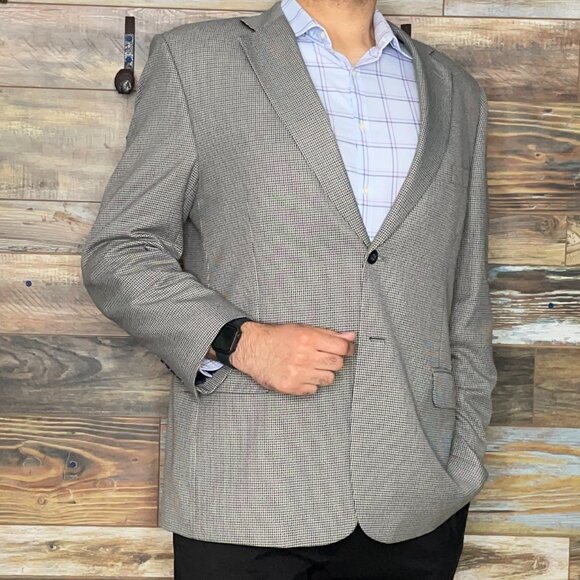 Stafford Classic Fit Multicolor Houndstooth Blazer Sport Jacket 46R *EXCELLENT*